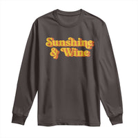 Funny Drinking Long Sleeve Shirt Sunshine & Wine Retro Drinking Summer Vintage 70's