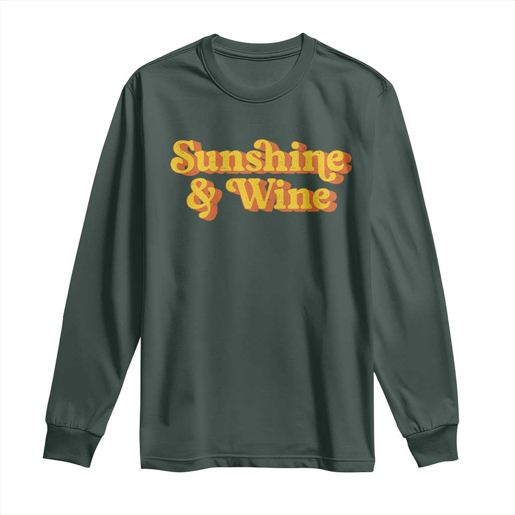 Funny Drinking Long Sleeve Shirt Sunshine & Wine Retro Drinking Summer Vintage 70's