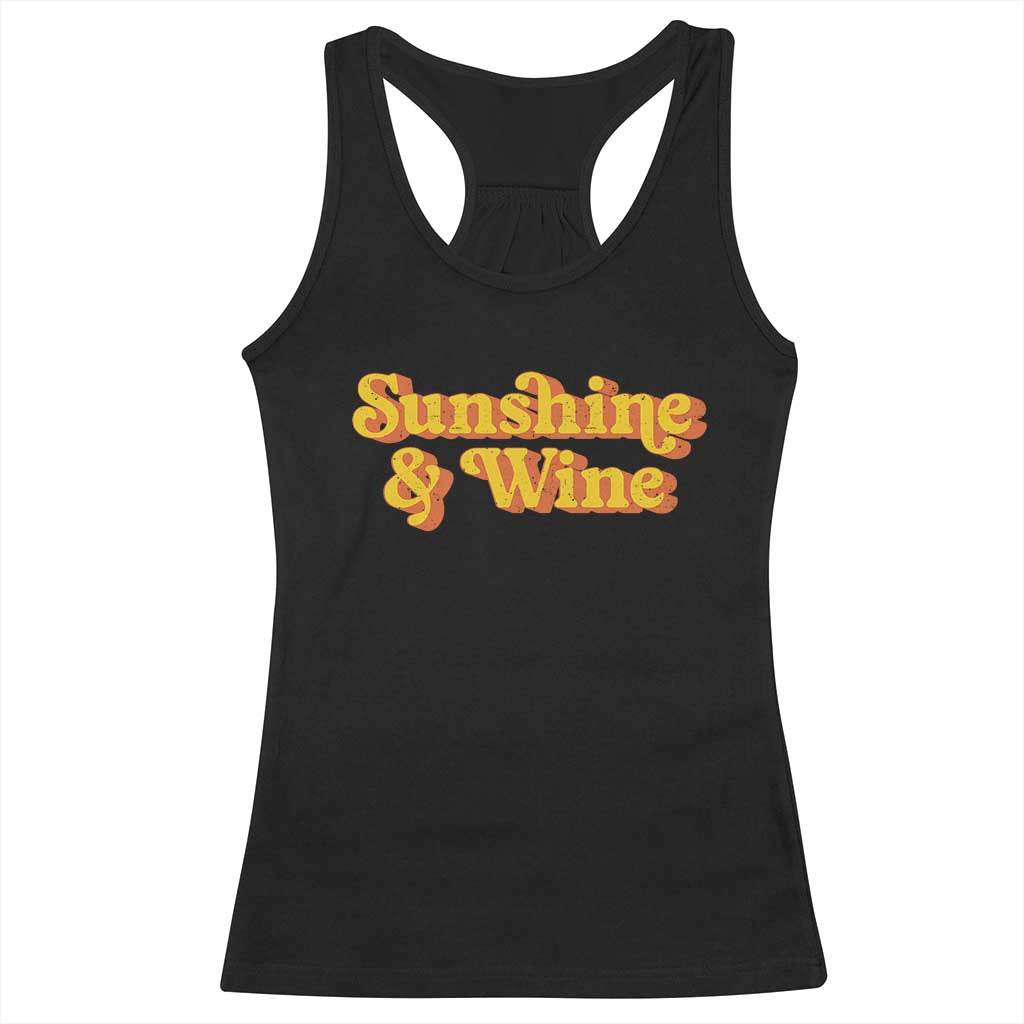 Funny Drinking Racerback Tank Top Sunshine & Wine Retro Drinking Summer Vintage 70's