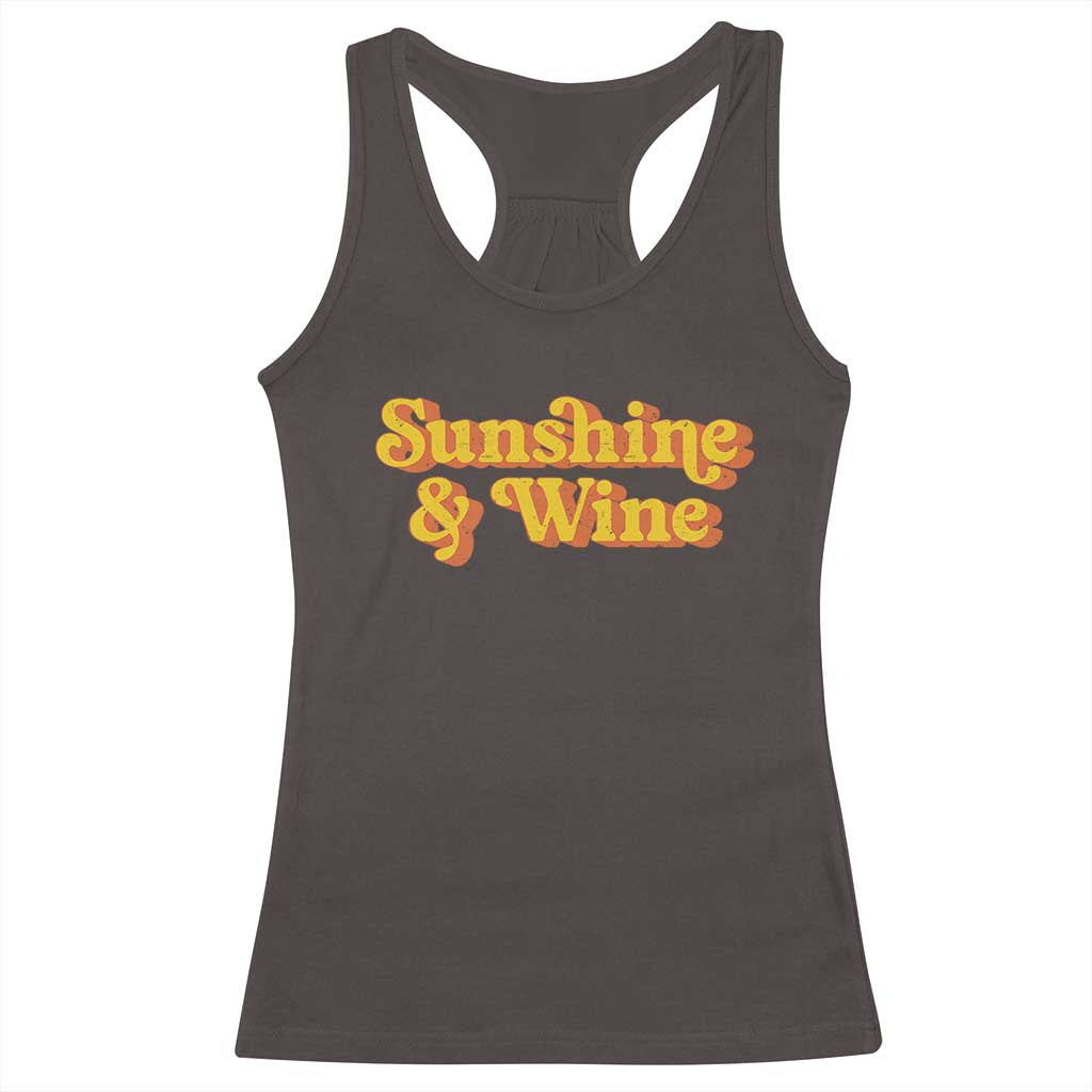 Funny Drinking Racerback Tank Top Sunshine & Wine Retro Drinking Summer Vintage 70's