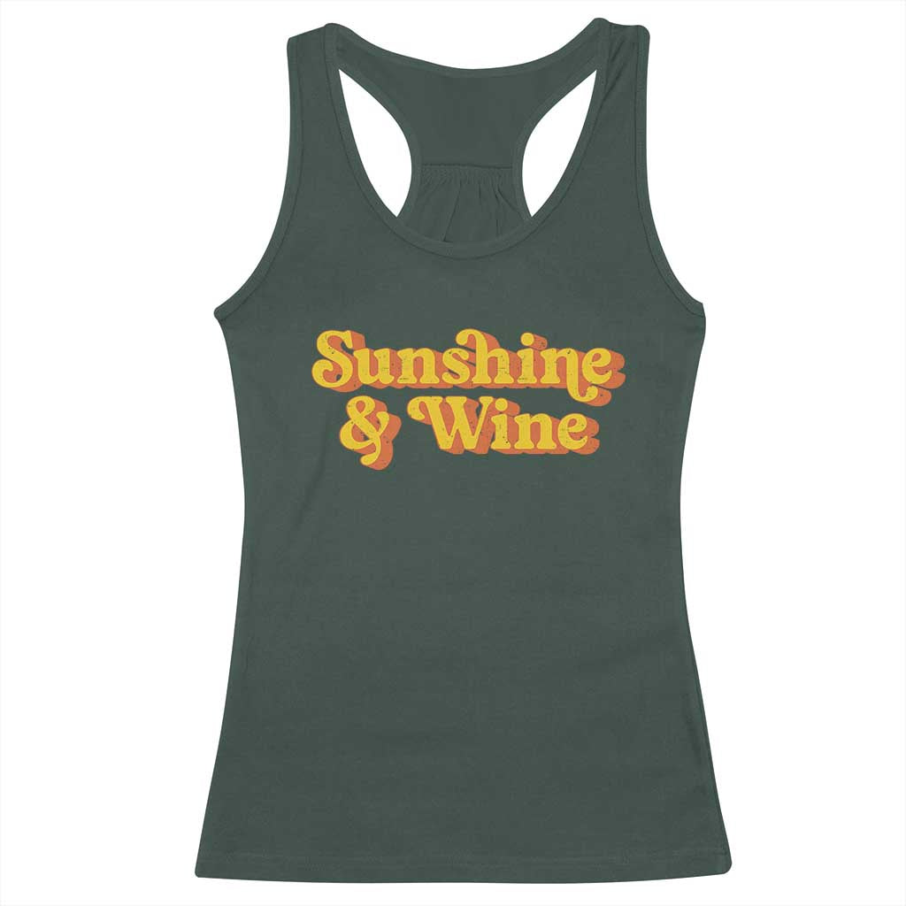 Funny Drinking Racerback Tank Top Sunshine & Wine Retro Drinking Summer Vintage 70's