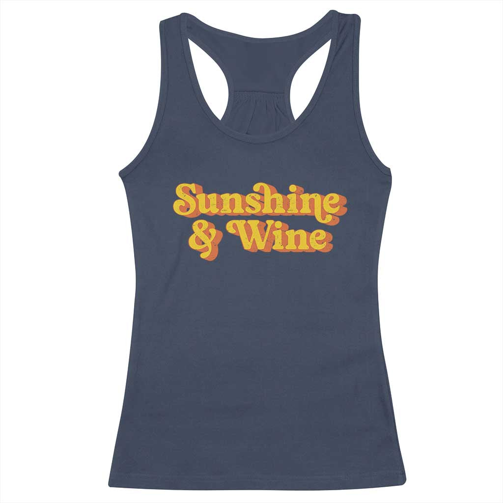 Funny Drinking Racerback Tank Top Sunshine & Wine Retro Drinking Summer Vintage 70's