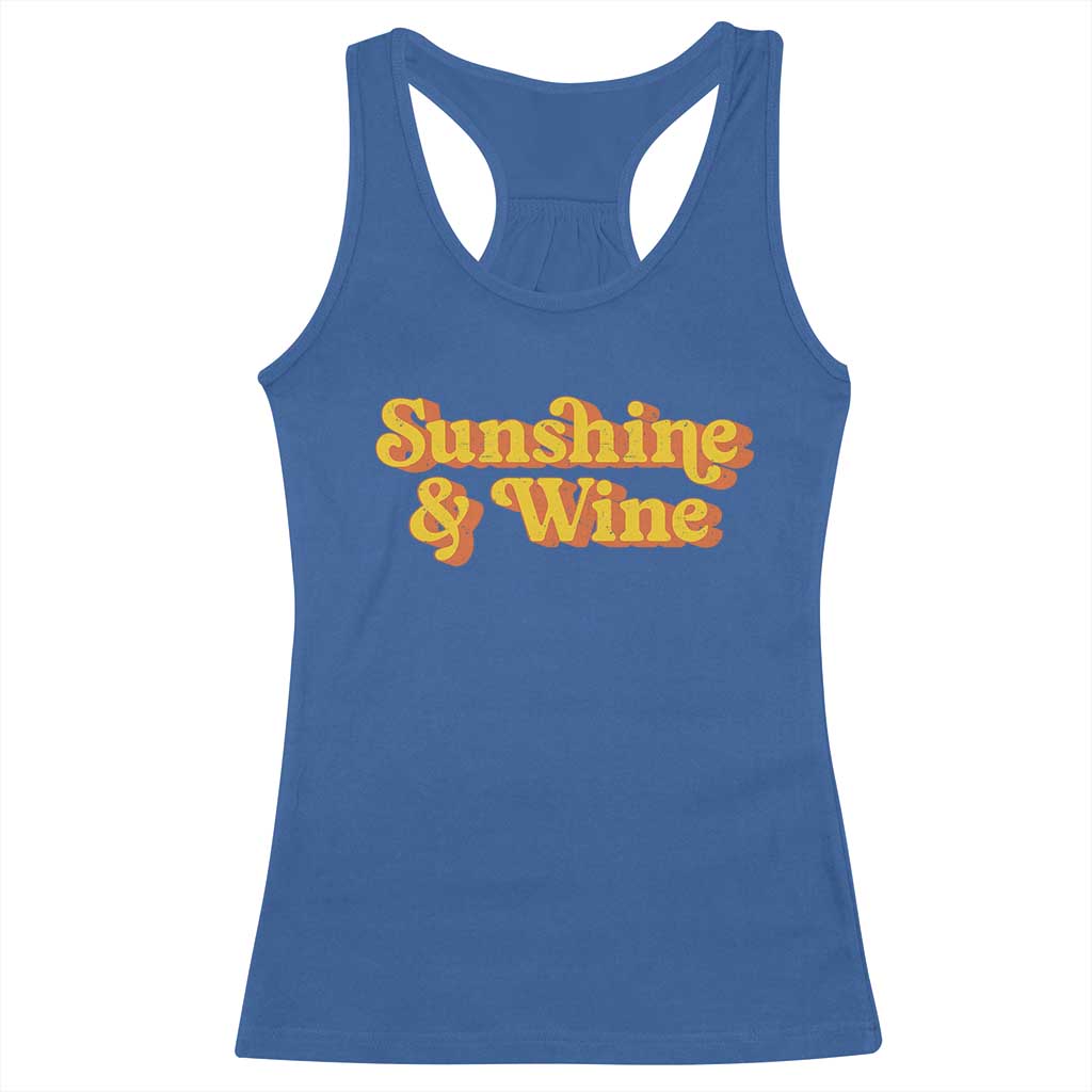 Funny Drinking Racerback Tank Top Sunshine & Wine Retro Drinking Summer Vintage 70's