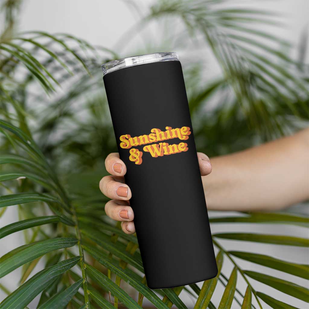 Funny Drinking Skinny Tumbler Sunshine & Wine Retro Drinking Summer Vintage 70's