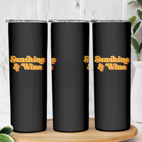 Funny Drinking Skinny Tumbler Sunshine & Wine Retro Drinking Summer Vintage 70's