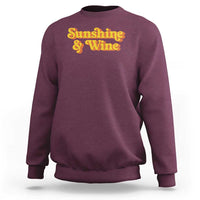 Funny Drinking Sweatshirt Sunshine & Wine Retro Drinking Summer Vintage 70's