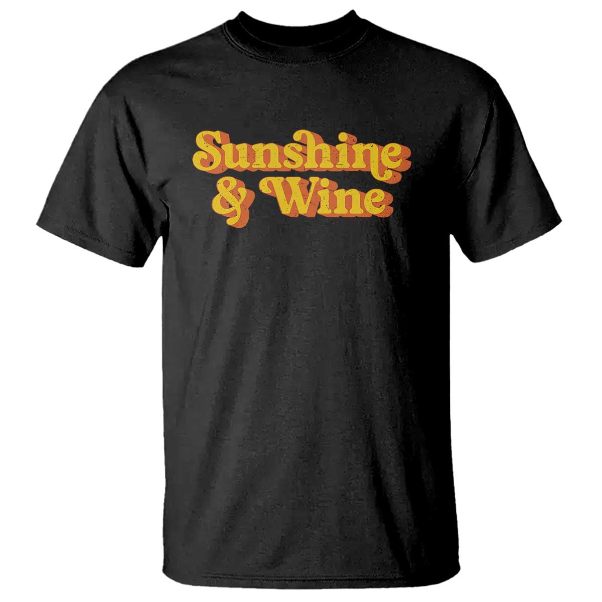Funny Drinking T Shirt Sunshine & Wine Retro Drinking Summer Vintage 70's