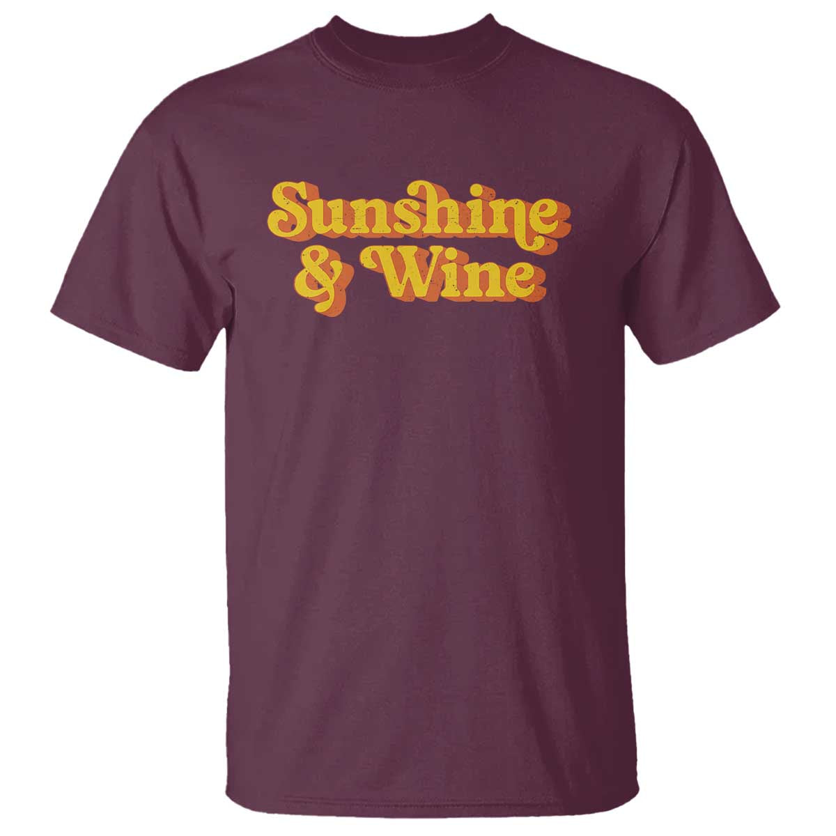 Funny Drinking T Shirt Sunshine & Wine Retro Drinking Summer Vintage 70's