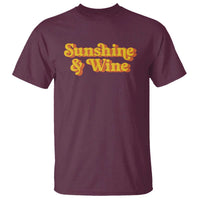 Funny Drinking T Shirt Sunshine & Wine Retro Drinking Summer Vintage 70's