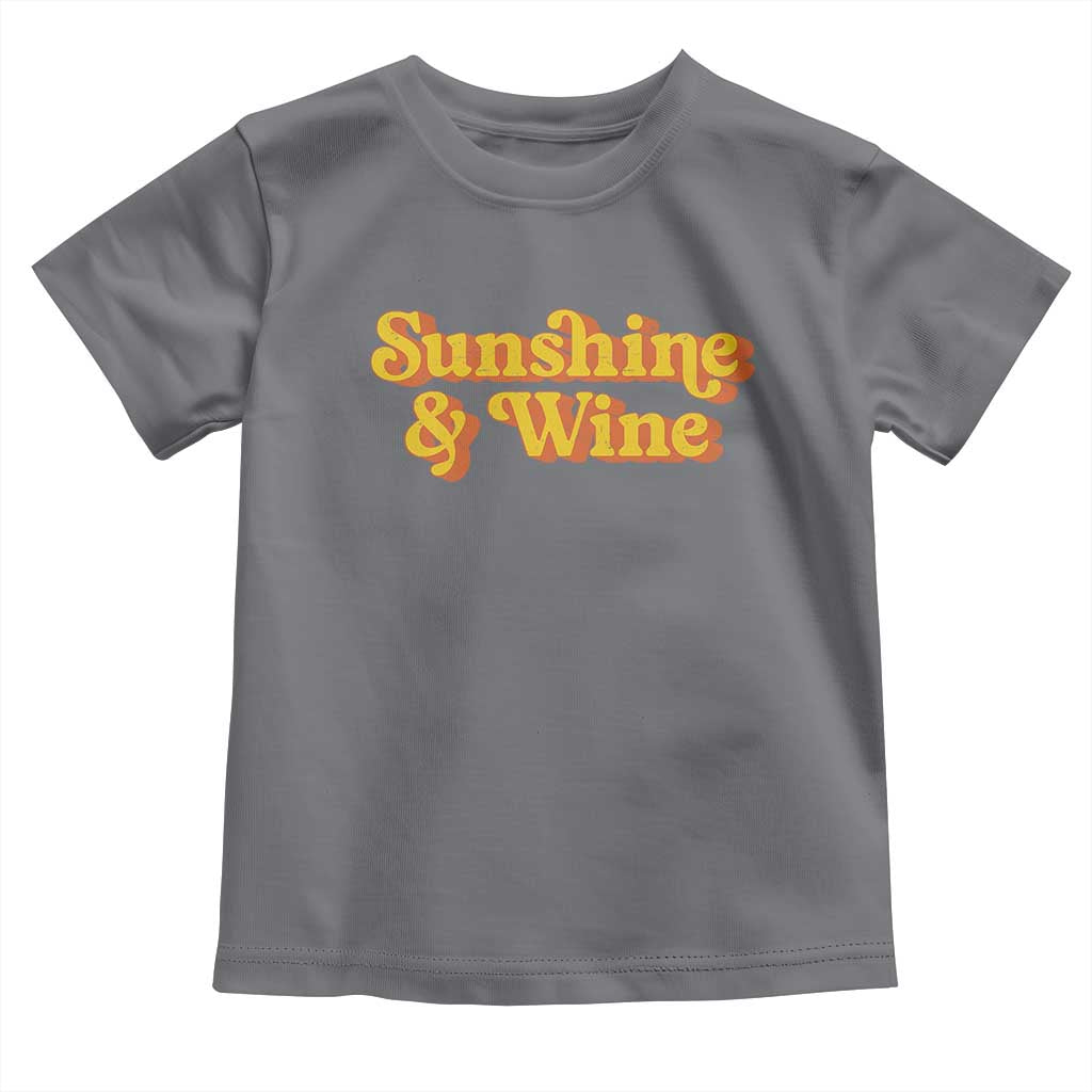 Funny Drinking Toddler T Shirt Sunshine & Wine Retro Drinking Summer Vintage 70's