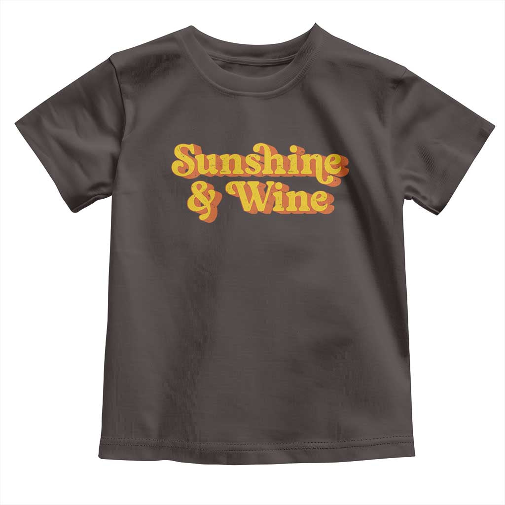 Funny Drinking Toddler T Shirt Sunshine & Wine Retro Drinking Summer Vintage 70's