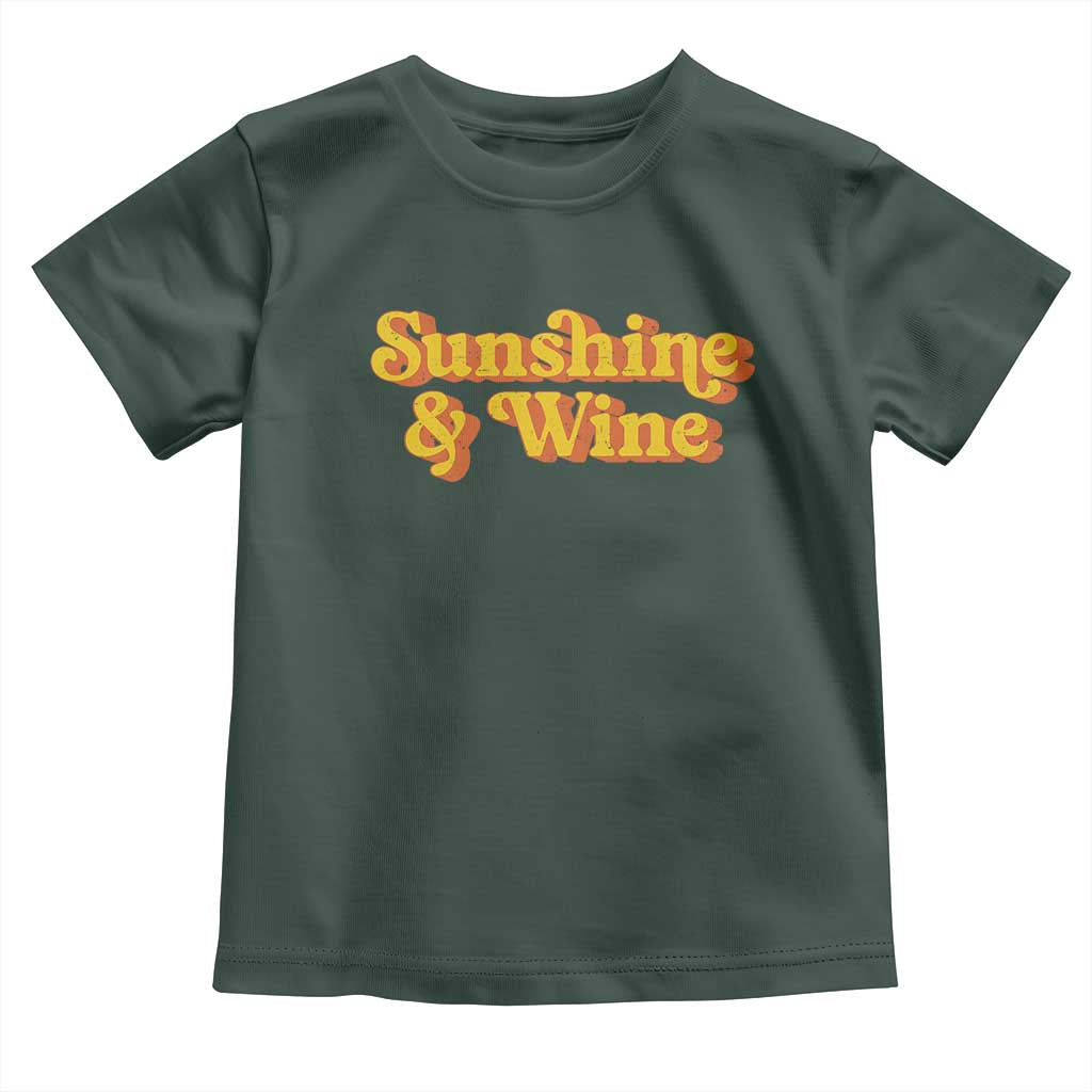 Funny Drinking Toddler T Shirt Sunshine & Wine Retro Drinking Summer Vintage 70's