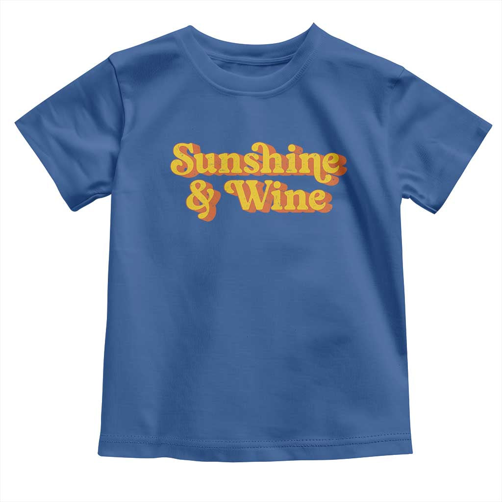 Funny Drinking Toddler T Shirt Sunshine & Wine Retro Drinking Summer Vintage 70's