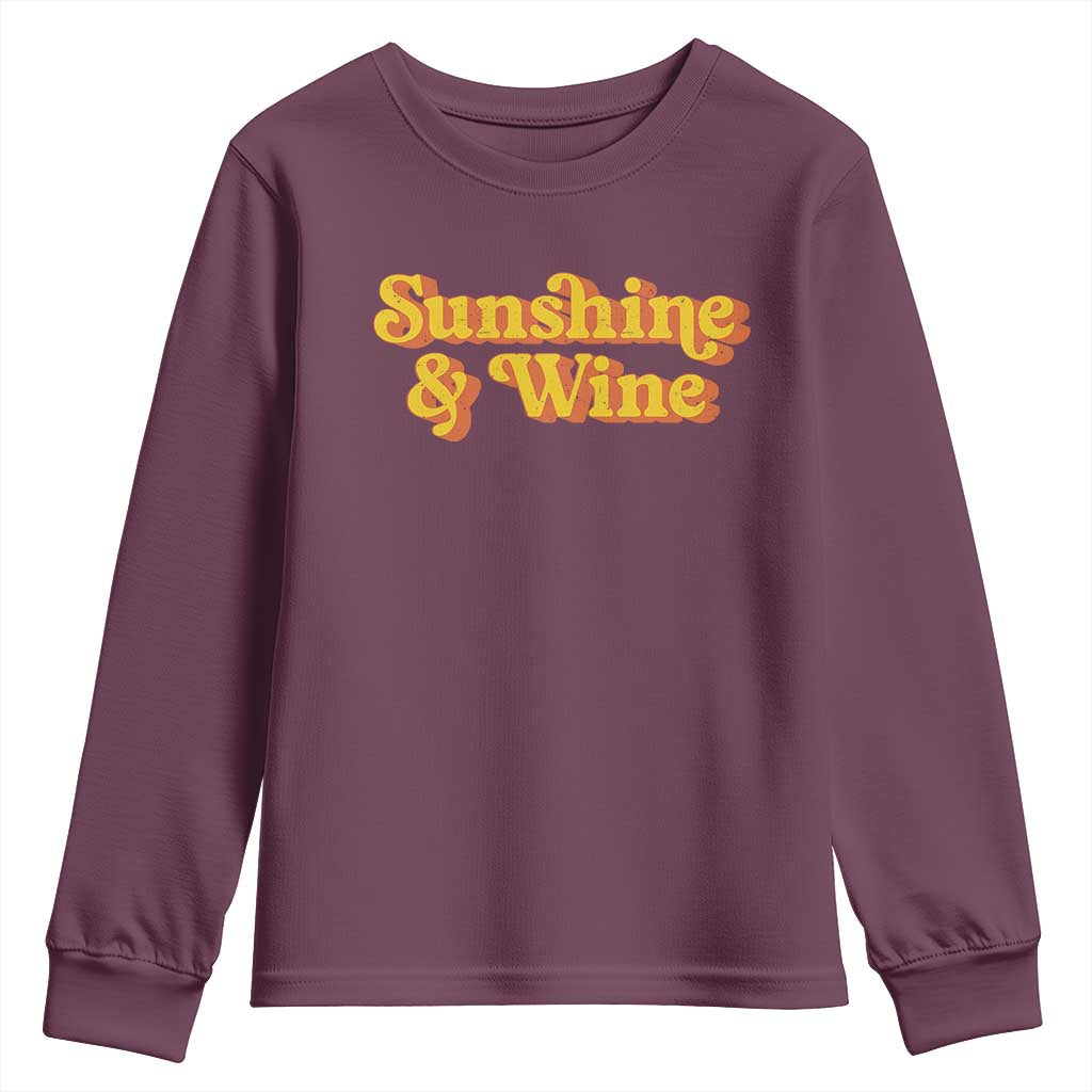 Funny Drinking Youth Sweatshirt Sunshine & Wine Retro Drinking Summer Vintage 70's