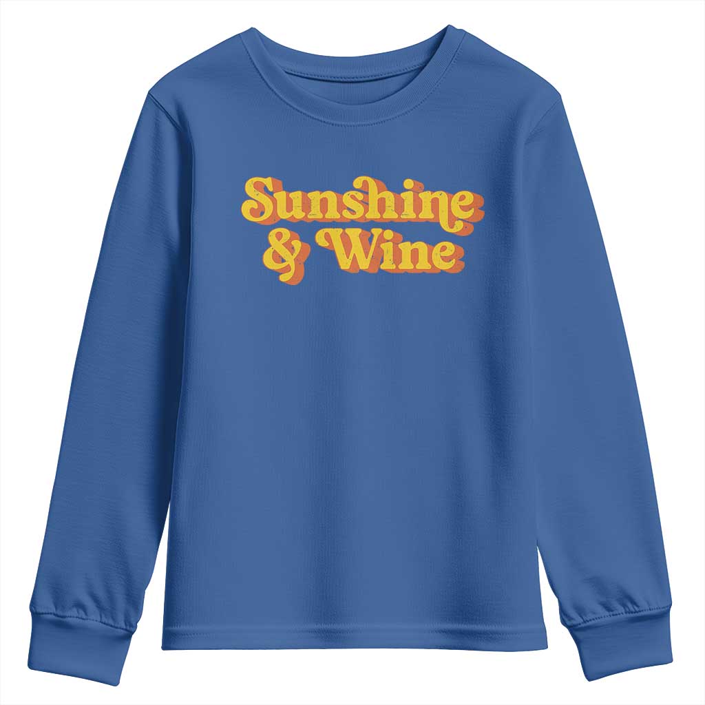 Funny Drinking Youth Sweatshirt Sunshine & Wine Retro Drinking Summer Vintage 70's