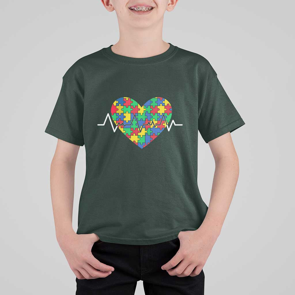 Autism Awareness Love Heart Puzzle Acceptance T Shirt For Kid