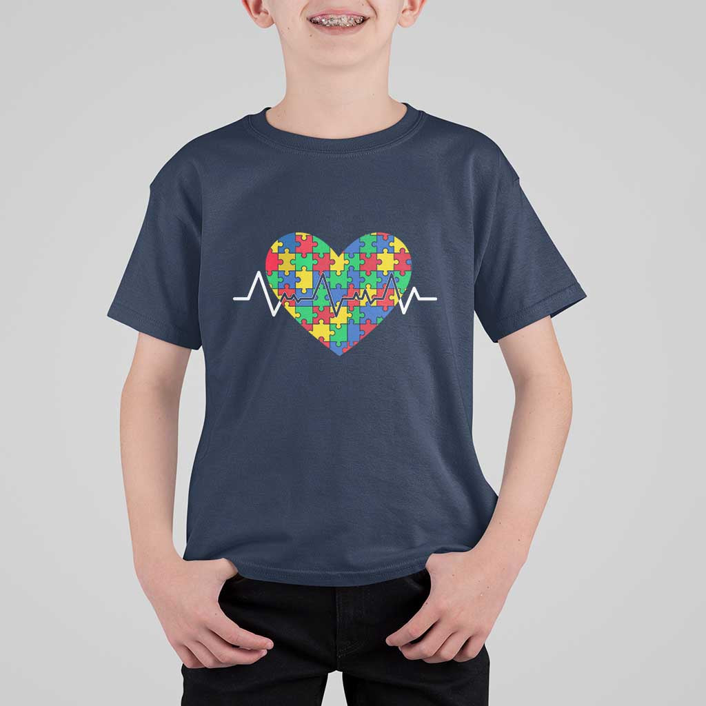 Autism Awareness Love Heart Puzzle Acceptance T Shirt For Kid
