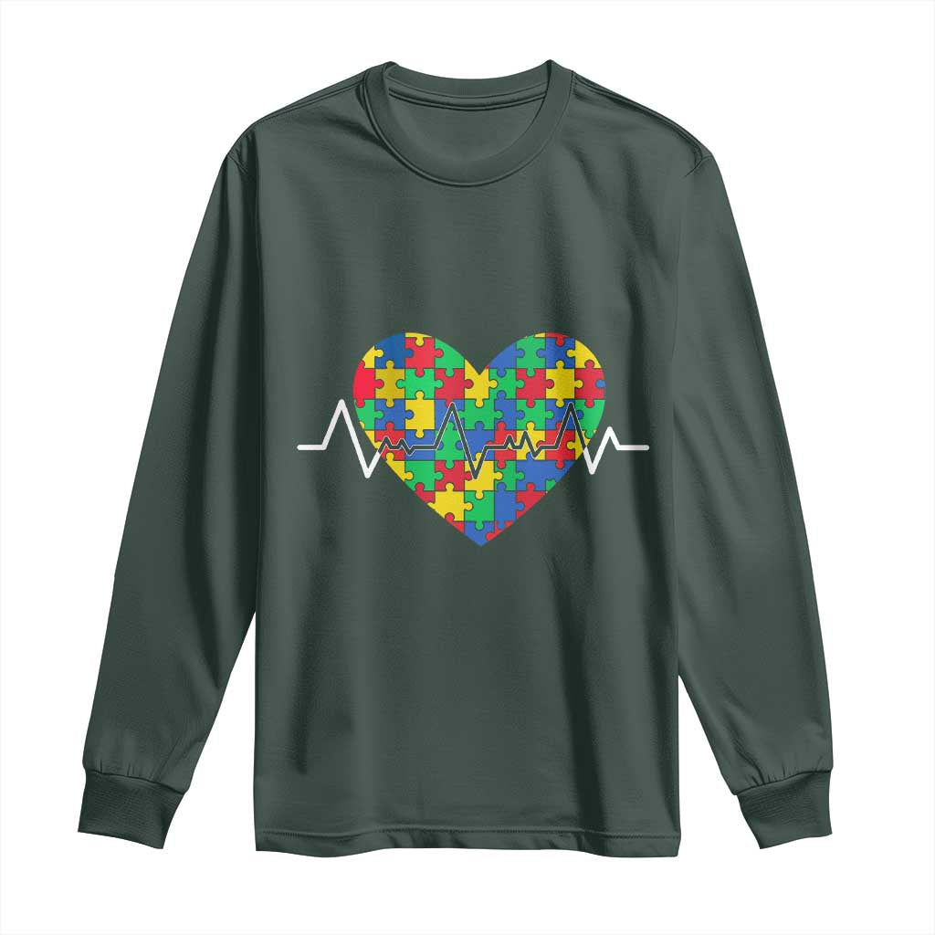 Autism Awareness Love Heart Puzzle Acceptance Long Sleeve Shirt