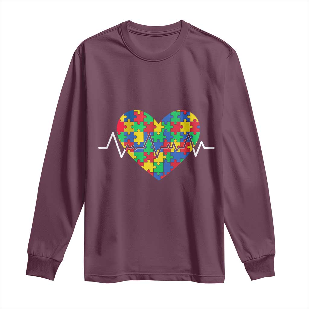 Autism Awareness Love Heart Puzzle Acceptance Long Sleeve Shirt