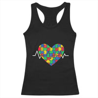 Autism Awareness Love Heart Puzzle Acceptance Racerback Tank Top