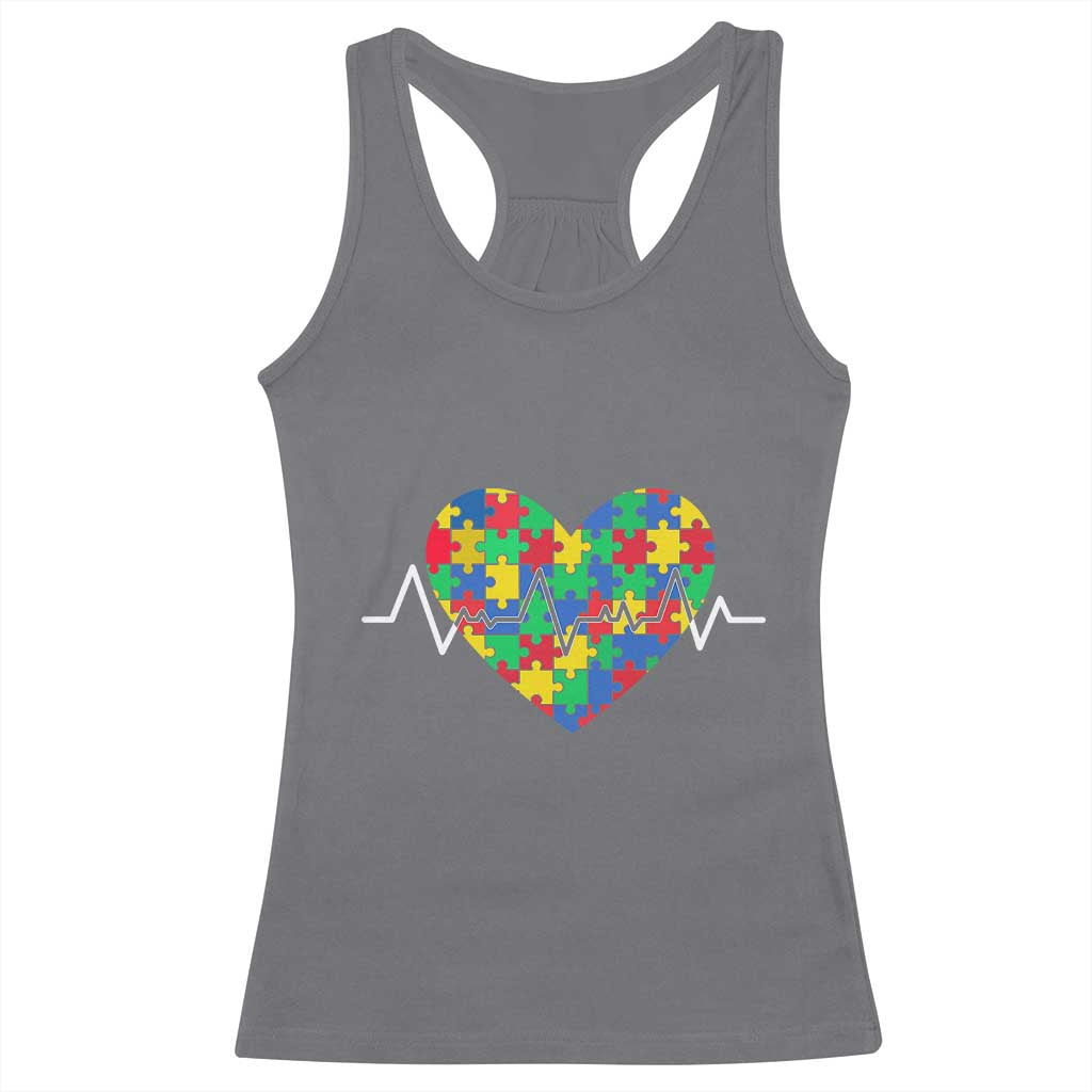 Autism Awareness Love Heart Puzzle Acceptance Racerback Tank Top