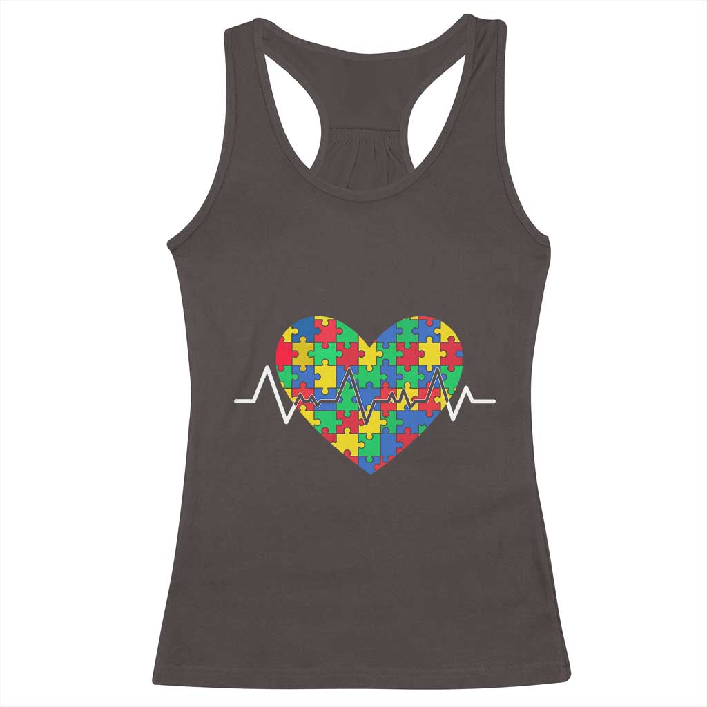 Autism Awareness Love Heart Puzzle Acceptance Racerback Tank Top