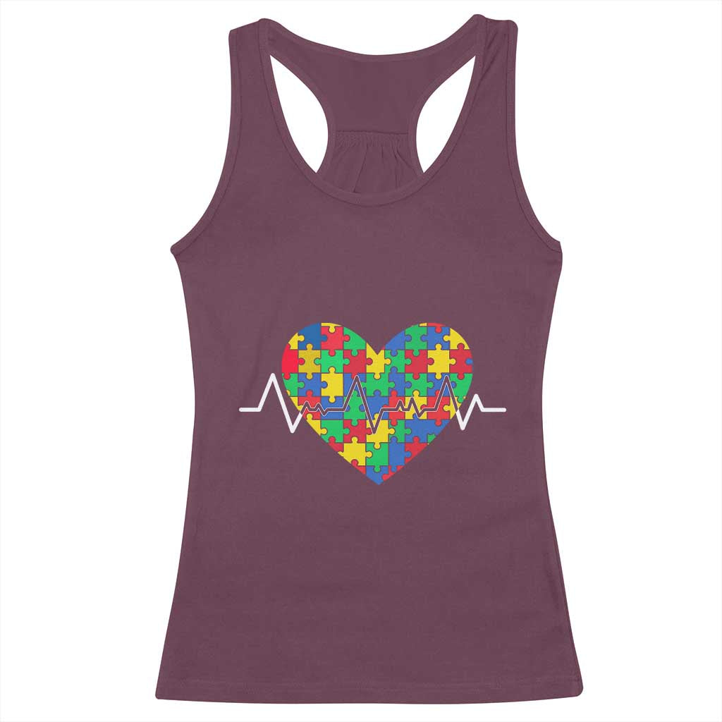 Autism Awareness Love Heart Puzzle Acceptance Racerback Tank Top