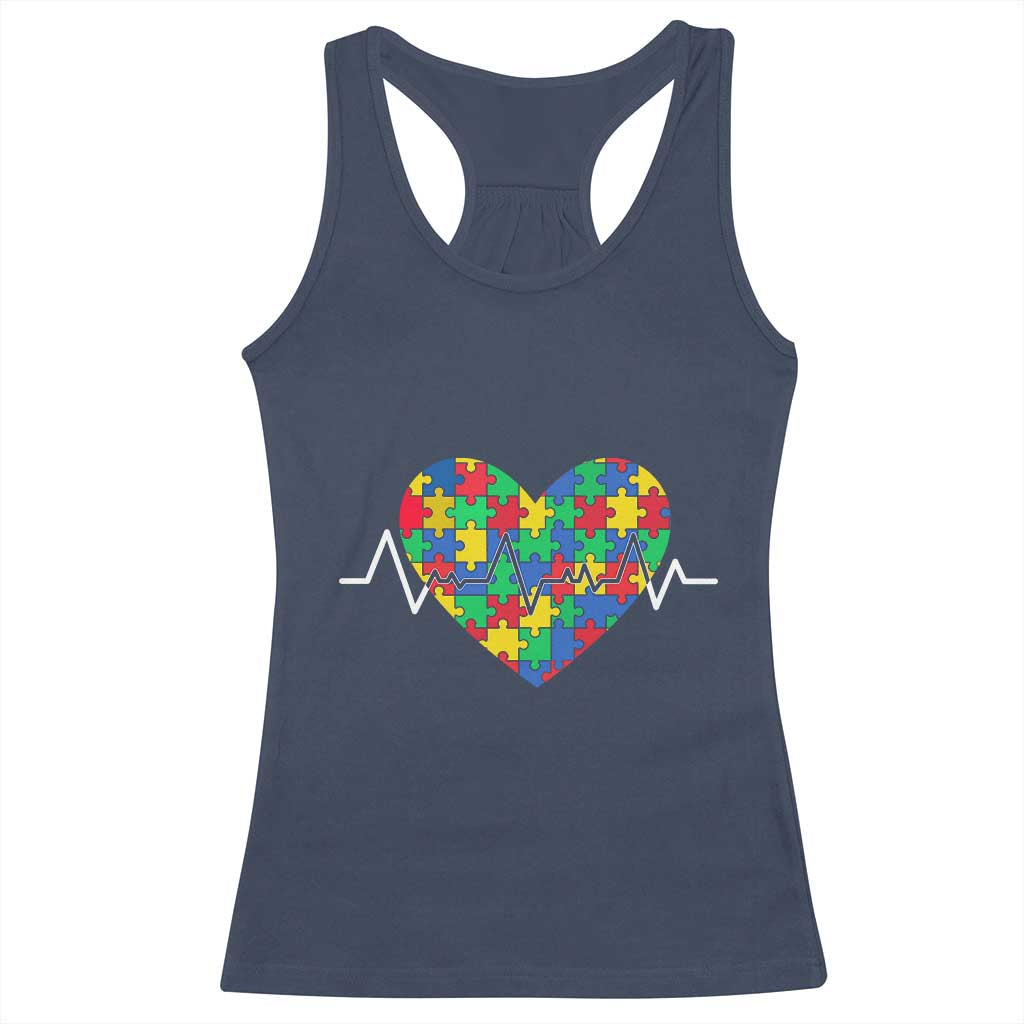 Autism Awareness Love Heart Puzzle Acceptance Racerback Tank Top