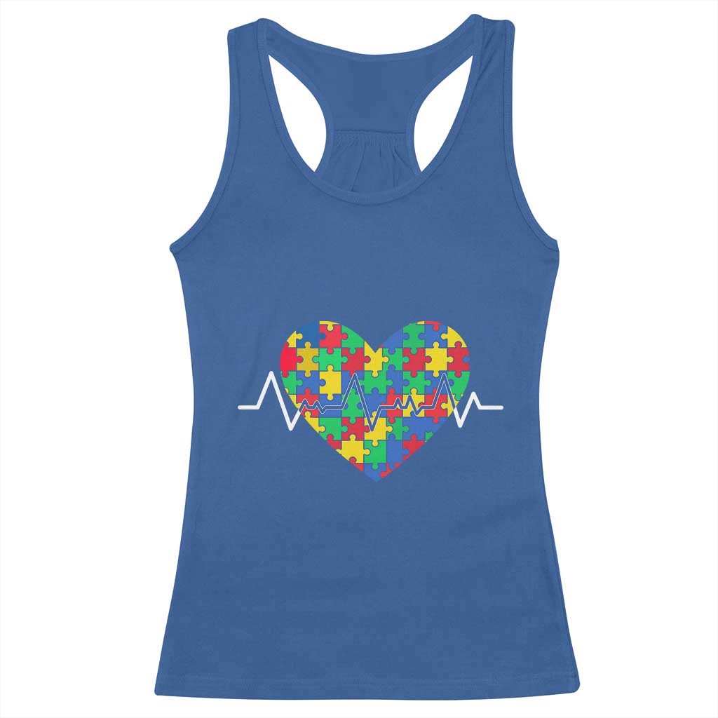 Autism Awareness Love Heart Puzzle Acceptance Racerback Tank Top