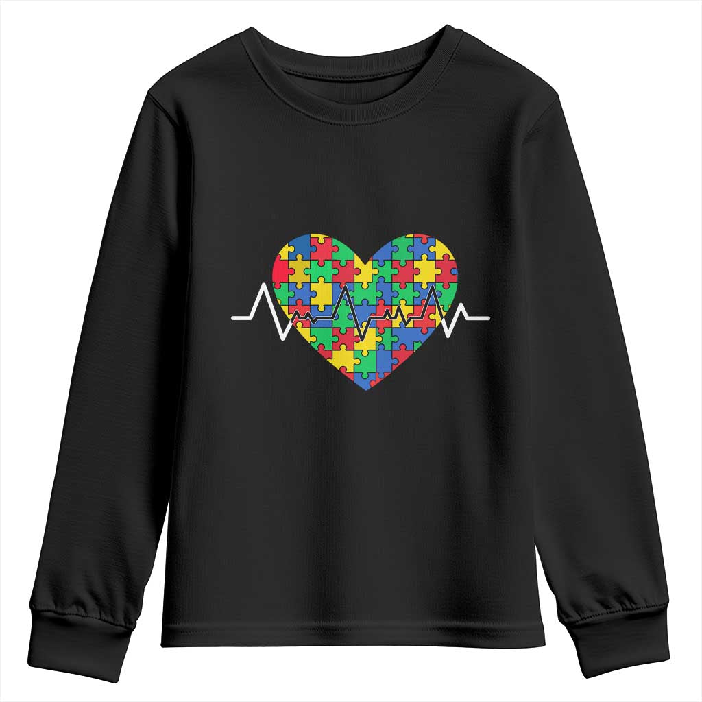 Autism Awareness Love Heart Puzzle Acceptance Youth Sweatshirt