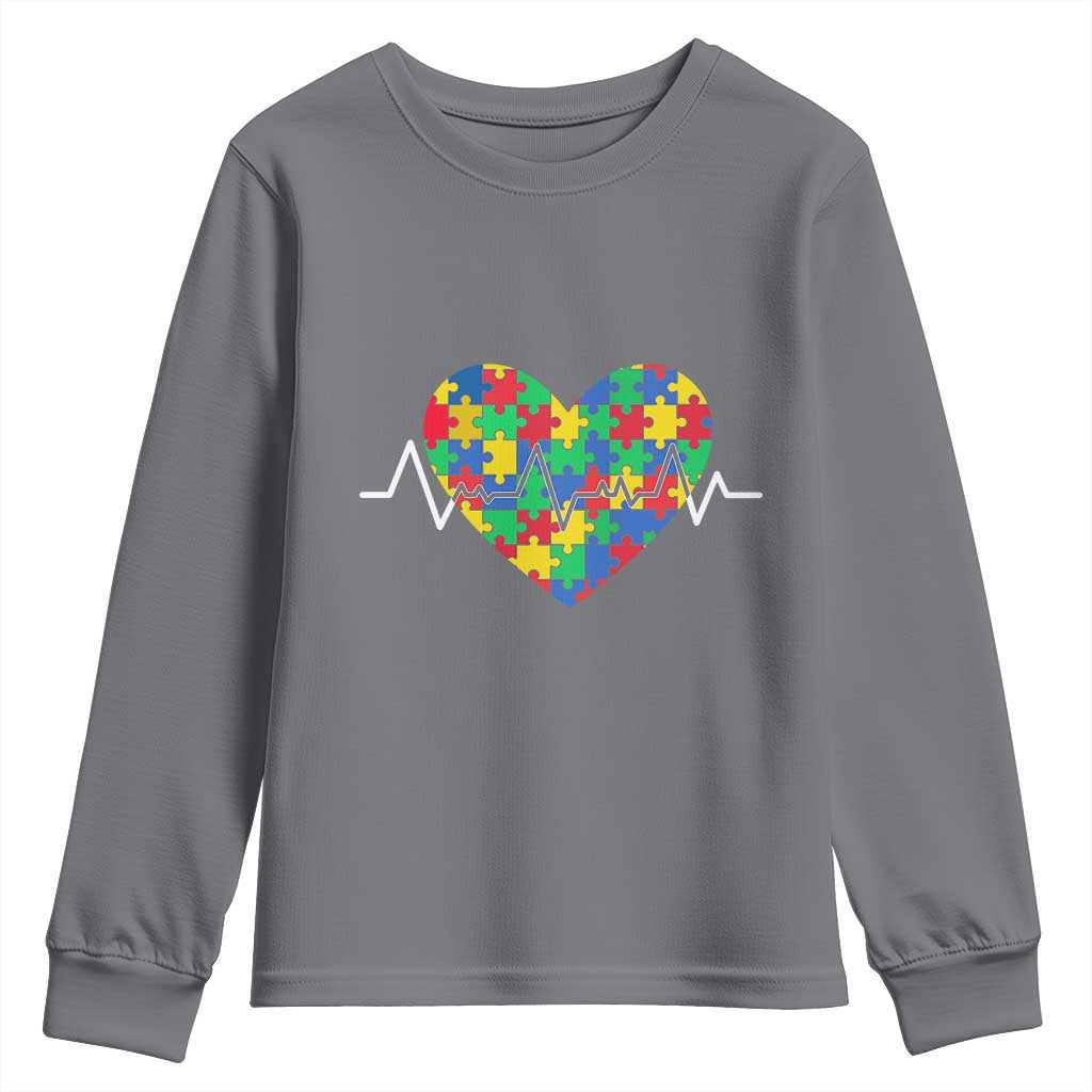 Autism Awareness Love Heart Puzzle Acceptance Youth Sweatshirt