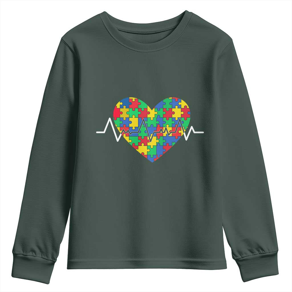 Autism Awareness Love Heart Puzzle Acceptance Youth Sweatshirt