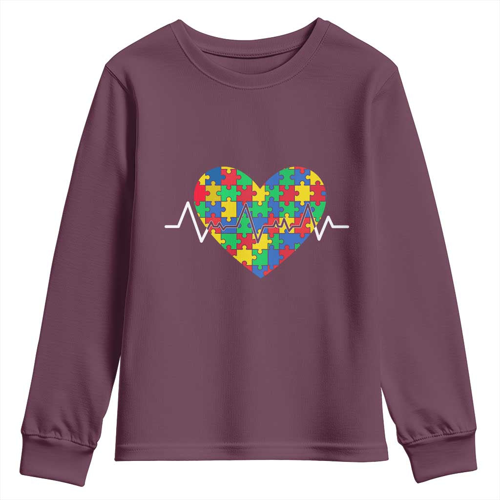 Autism Awareness Love Heart Puzzle Acceptance Youth Sweatshirt