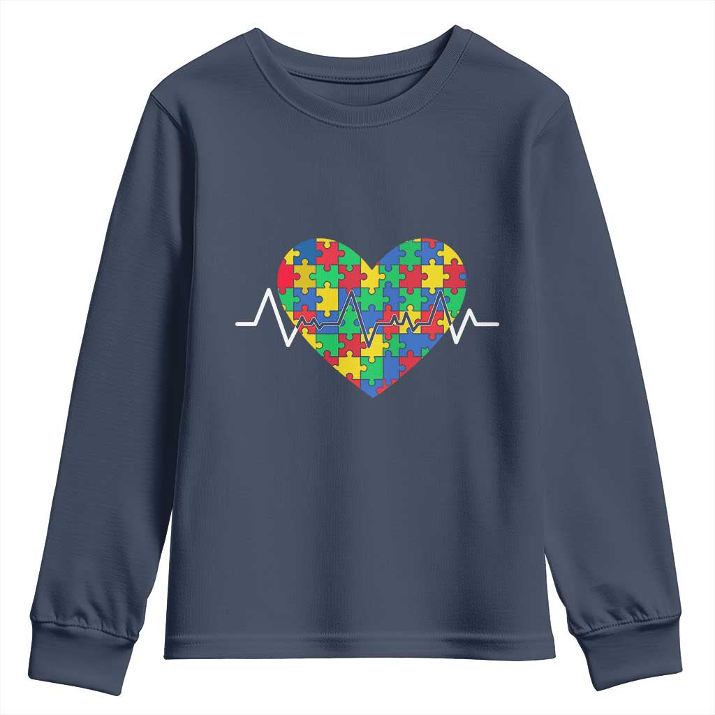 Autism Awareness Love Heart Puzzle Acceptance Youth Sweatshirt