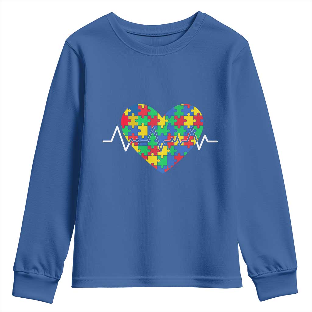 Autism Awareness Love Heart Puzzle Acceptance Youth Sweatshirt