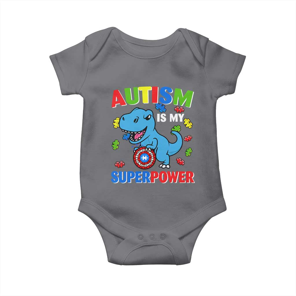 Autism Awareness Is My Superpower Baby Onesie Cute Dinosaur Dino Kids Boys