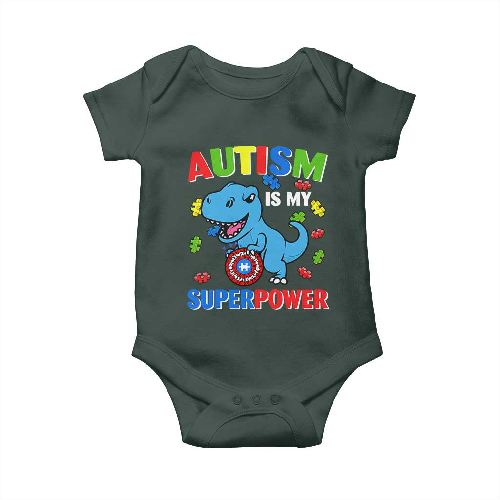 Autism Awareness Is My Superpower Baby Onesie Cute Dinosaur Dino Kids Boys
