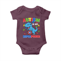 Autism Awareness Is My Superpower Baby Onesie Cute Dinosaur Dino Kids Boys