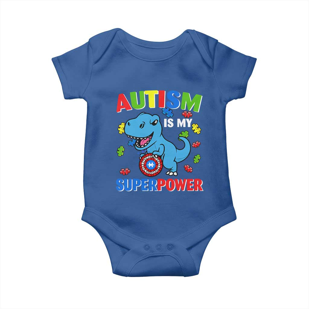 Autism Awareness Is My Superpower Baby Onesie Cute Dinosaur Dino Kids Boys