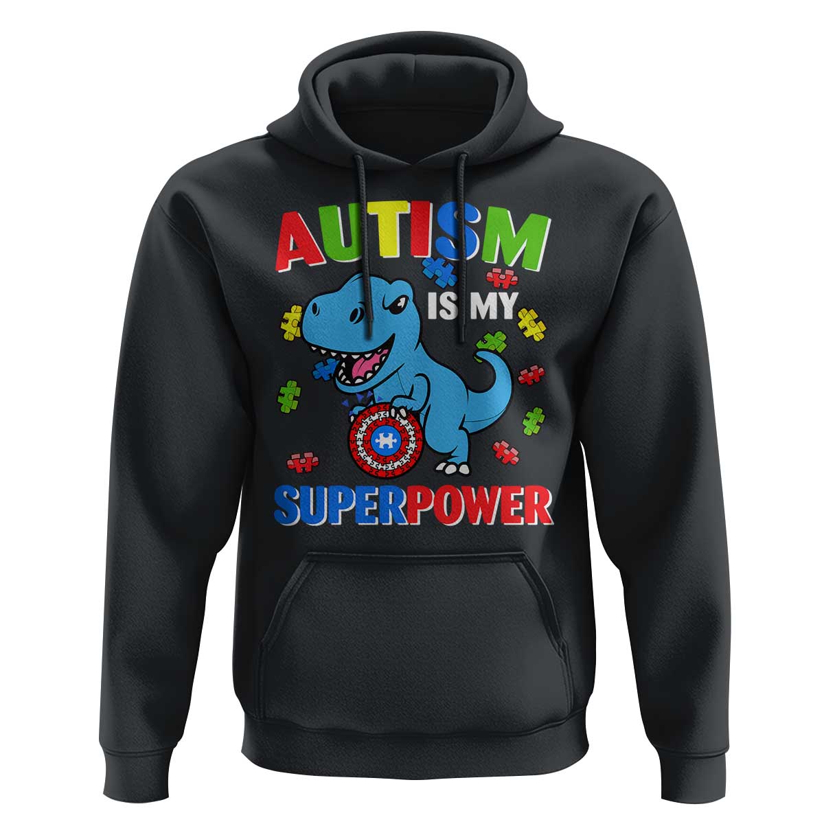 Autism Awareness Is My Superpower Hoodie Cute Dinosaur Dino Kids Boys