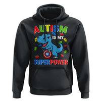 Autism Awareness Is My Superpower Hoodie Cute Dinosaur Dino Kids Boys