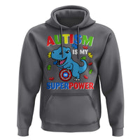 Autism Awareness Is My Superpower Hoodie Cute Dinosaur Dino Kids Boys