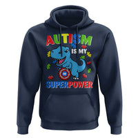 Autism Awareness Is My Superpower Hoodie Cute Dinosaur Dino Kids Boys