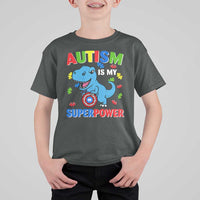 Autism Awareness Is My Superpower T Shirt For Kid Cute Dinosaur Dino Kids Boys