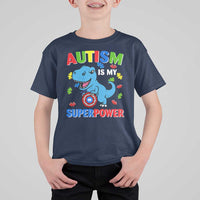 Autism Awareness Is My Superpower T Shirt For Kid Cute Dinosaur Dino Kids Boys