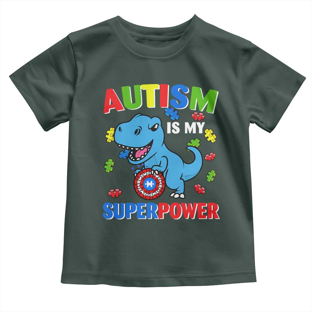 Autism Awareness Is My Superpower Toddler T Shirt Cute Dinosaur Dino Kids Boys
