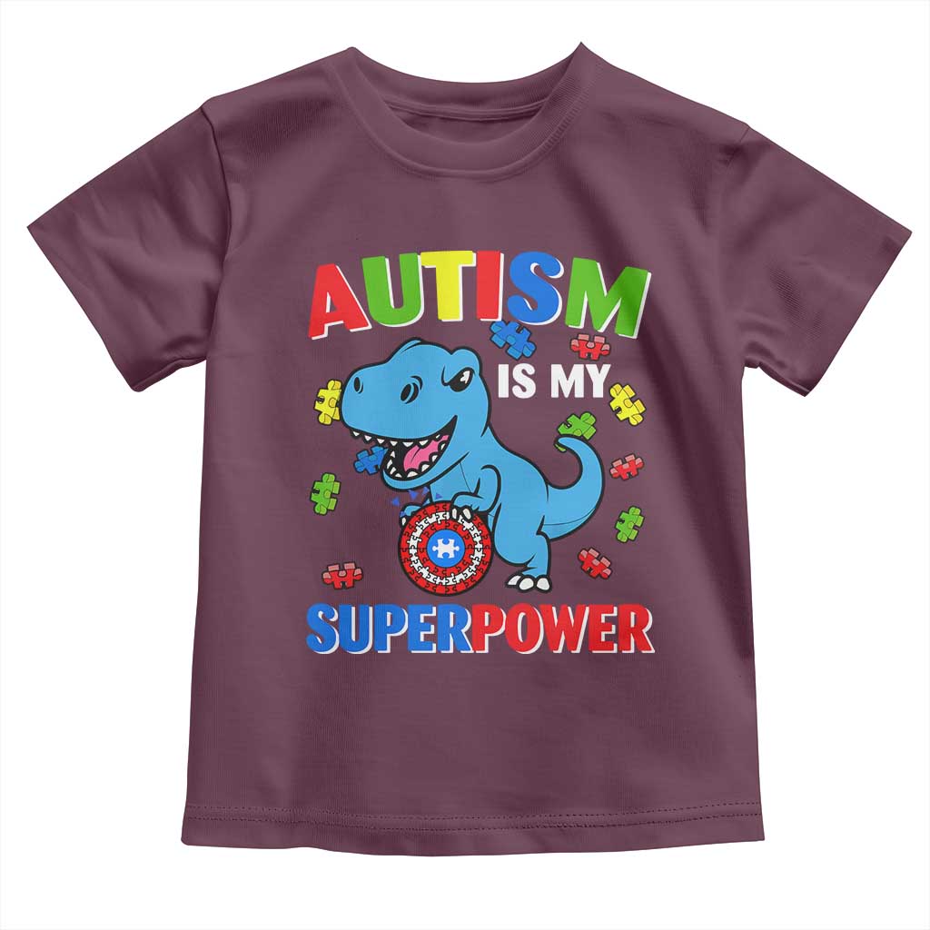 Autism Awareness Is My Superpower Toddler T Shirt Cute Dinosaur Dino Kids Boys