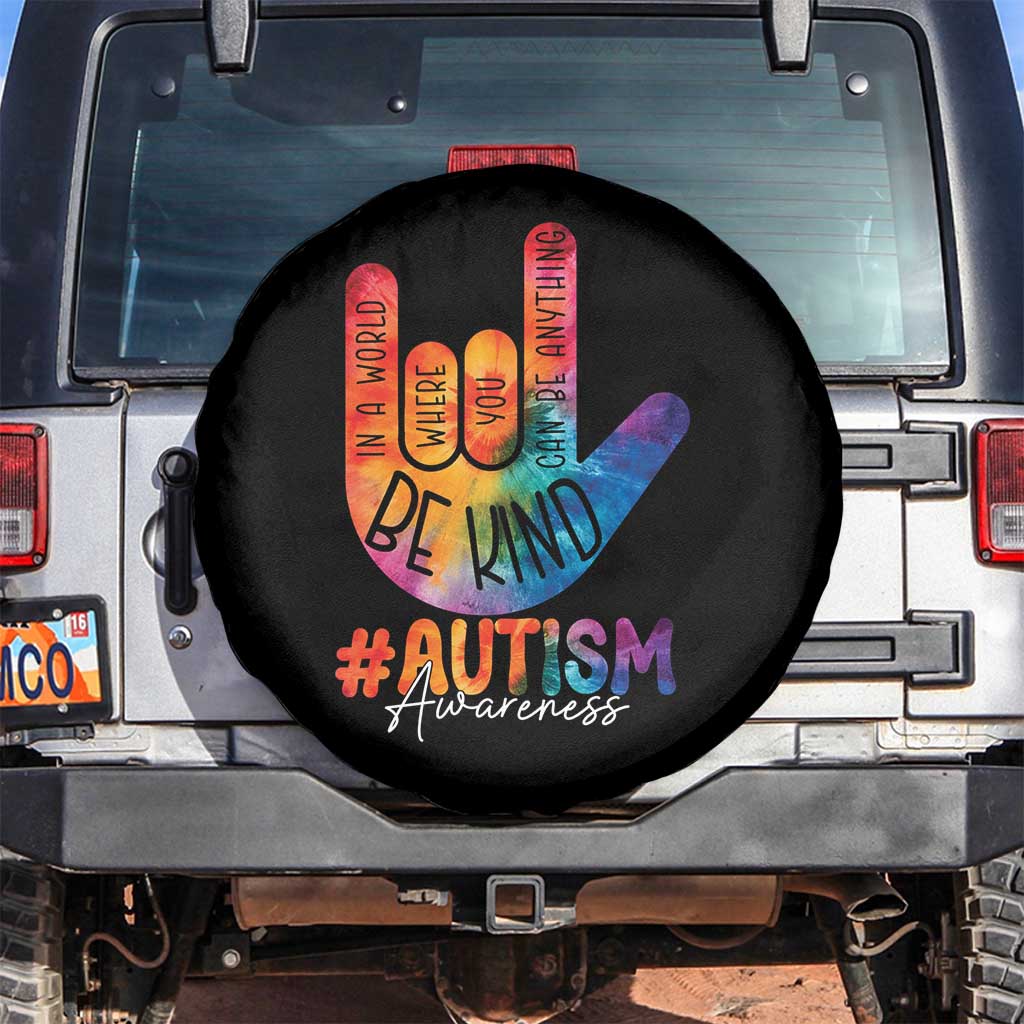 Be Kind ASL Autism Awareness Spare Tire Cover Love Sign Language Hand Tie Dye