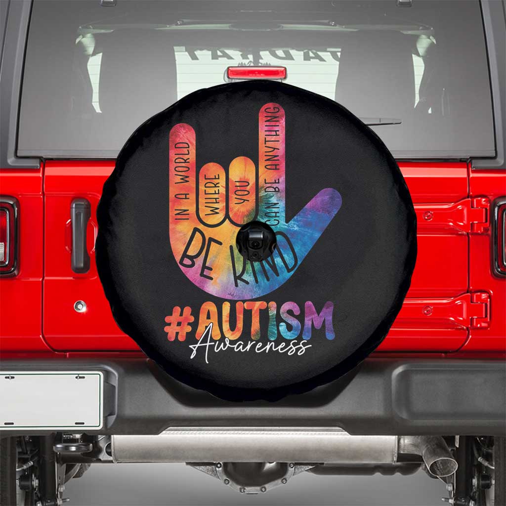 Be Kind ASL Autism Awareness Spare Tire Cover Love Sign Language Hand Tie Dye