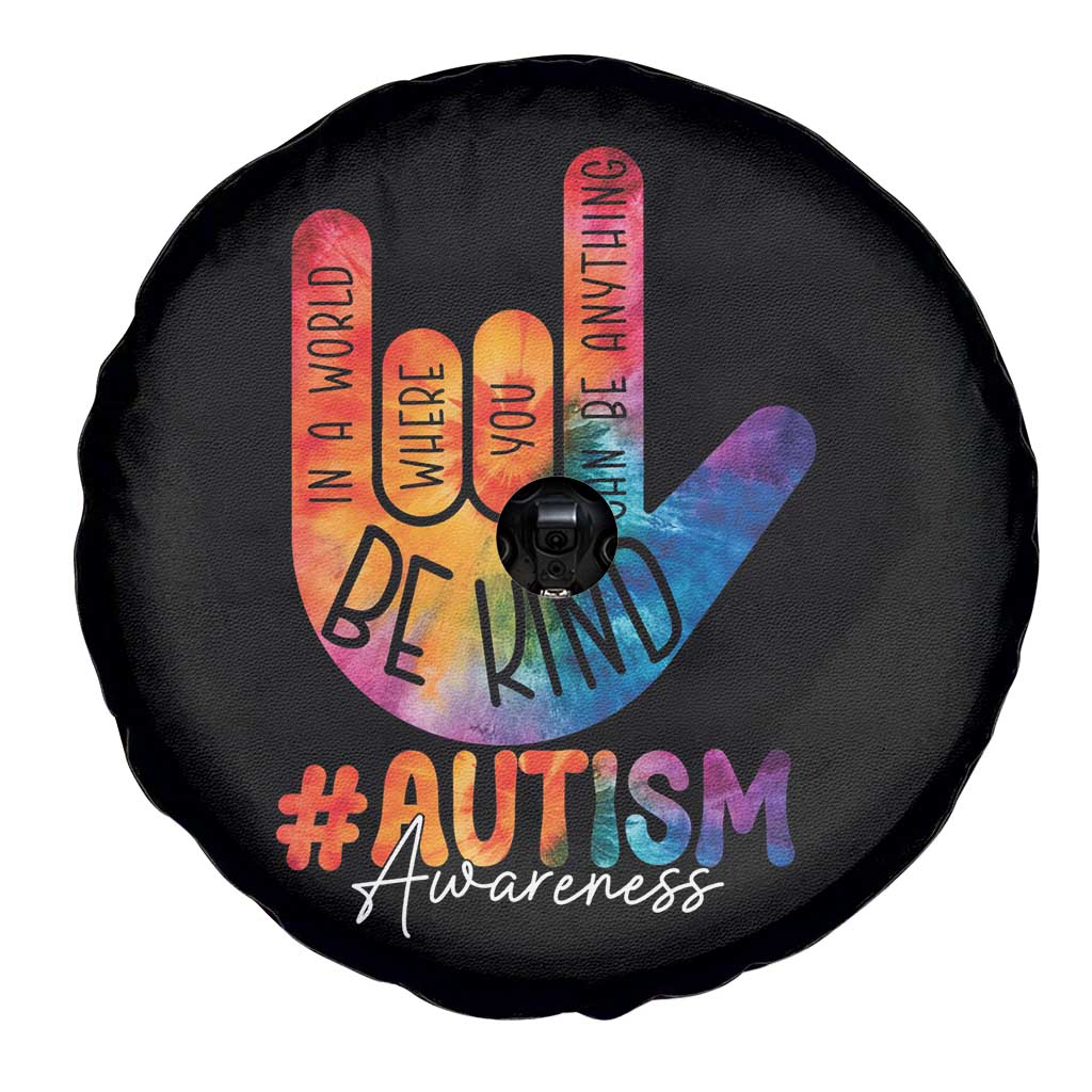 Be Kind ASL Autism Awareness Spare Tire Cover Love Sign Language Hand Tie Dye